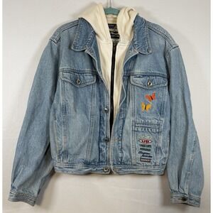 Vintage Union‎ Bay Denim Jacket Embroidered Y2K Sz Large Hooded